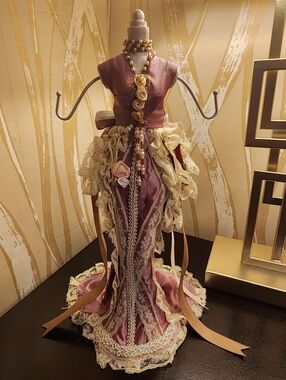Victorian Manequin Elegant Dress with Jewelry Display Holder Organizer Stand